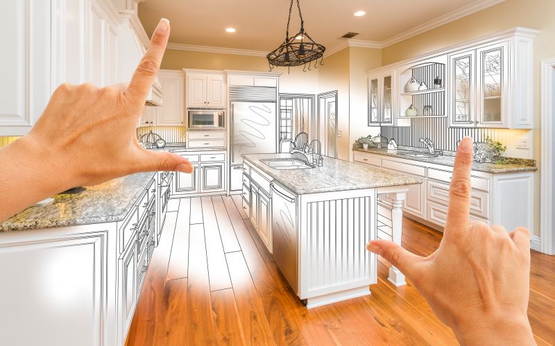 Female Hands Framing Custom Kitchen Design Drawing and Photo Combination